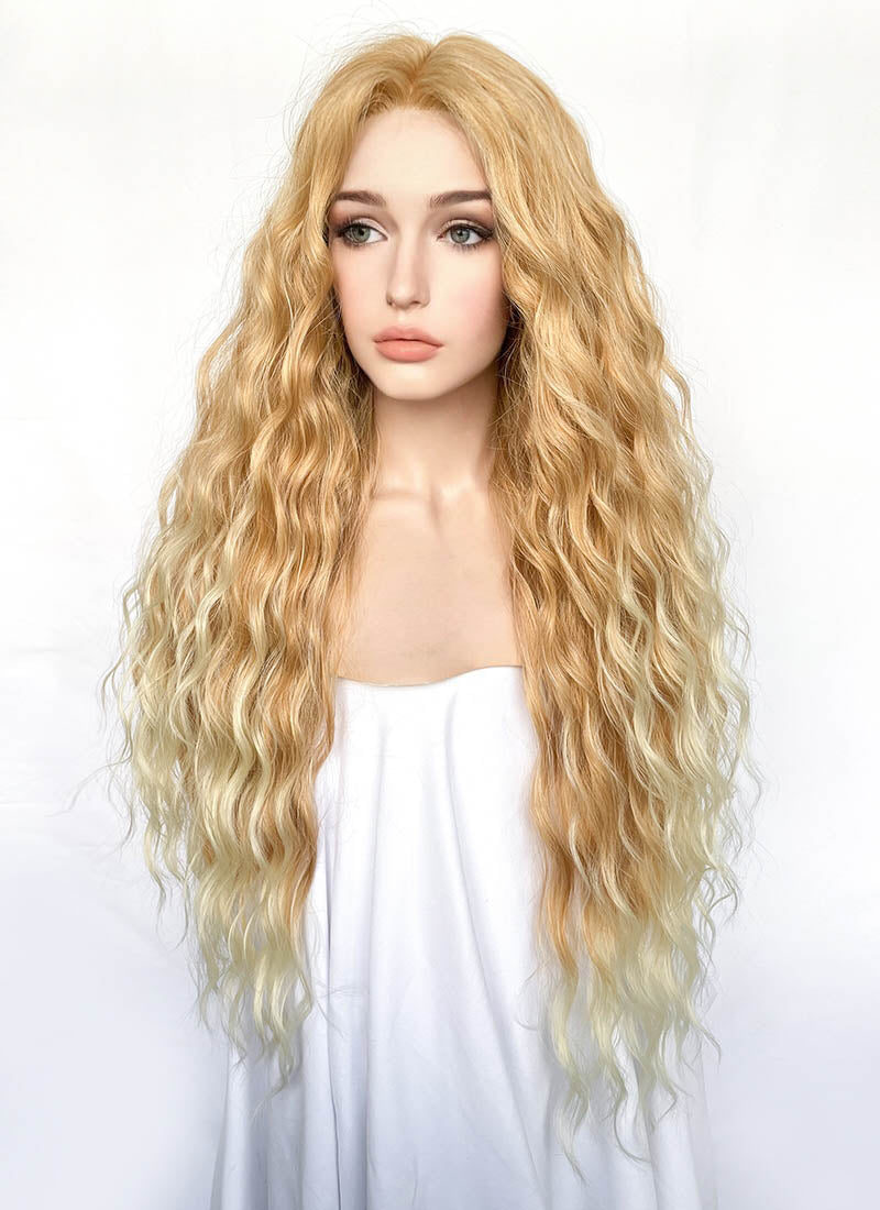 Two Tone Blonde Curly Lace Front Synthetic Wig WigIsFashion