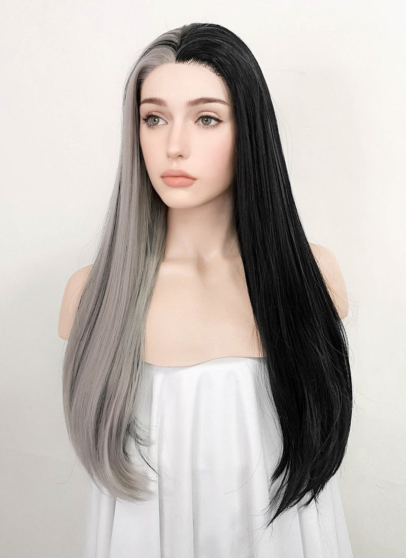 Black Mixed Grey Lace Front Wig WigIsFashion Wig Is Fashion