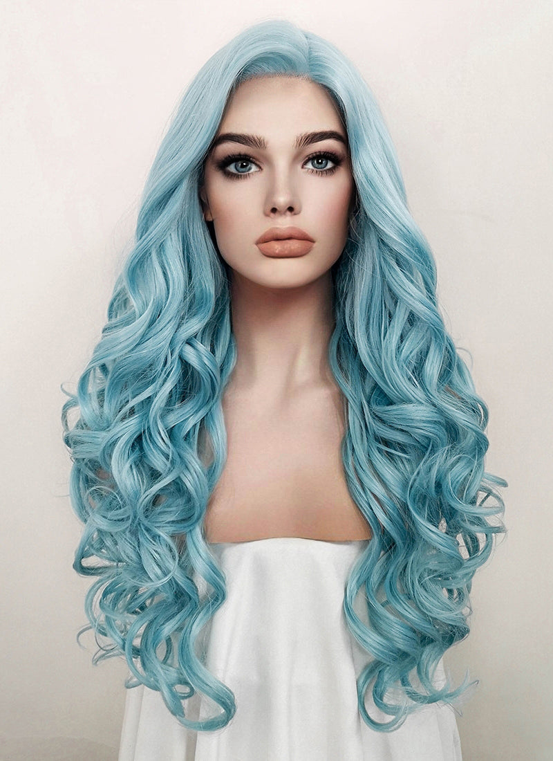 Pastel Blue Braided Lace Front Synthetic Wig