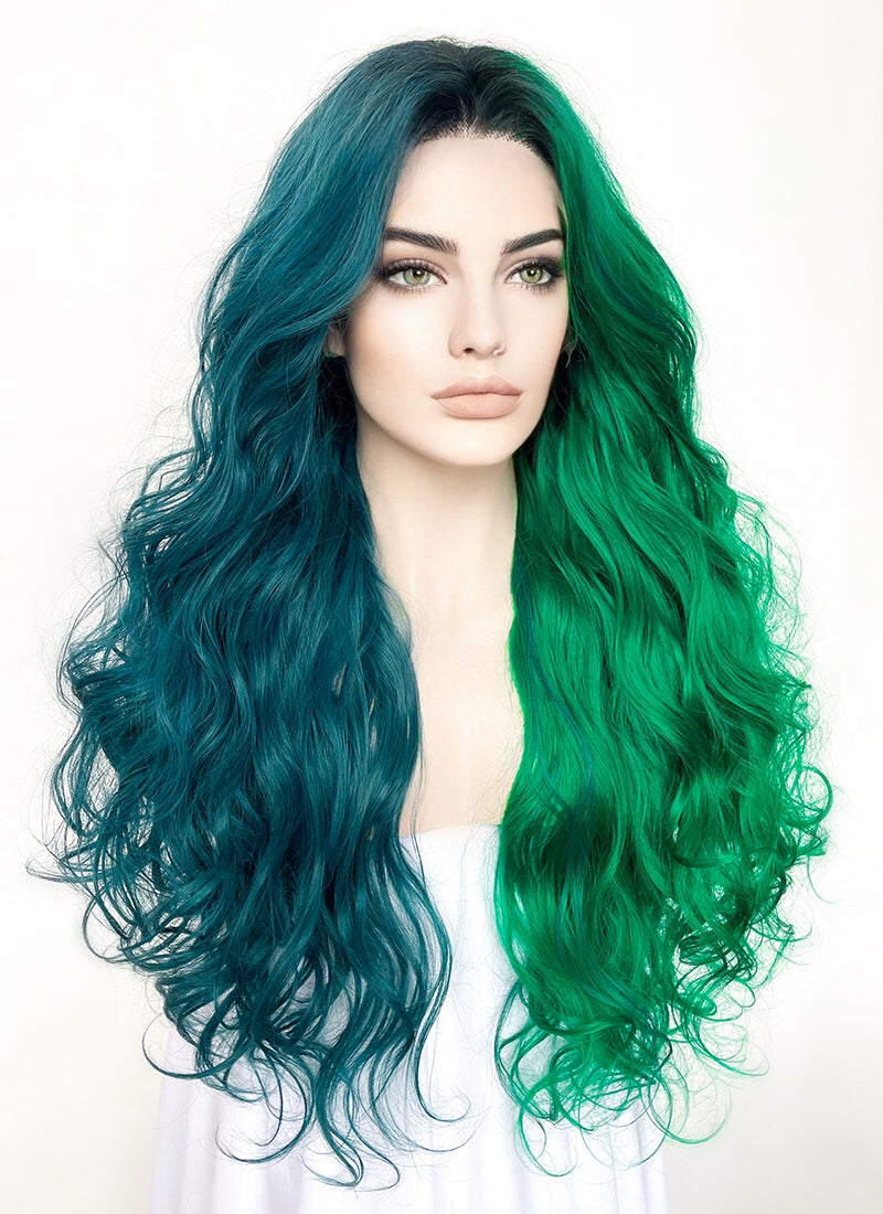 Green shop blue wig