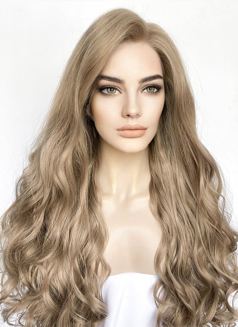 Ash blonde wavy layered cut wig store