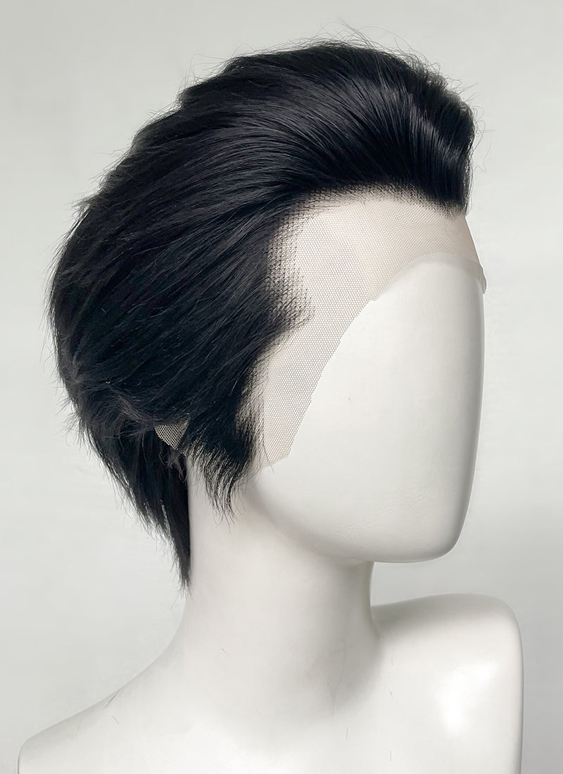 Elvis Black Straight Slicked Back Lace Front Synthetic Men s Wig LF6010