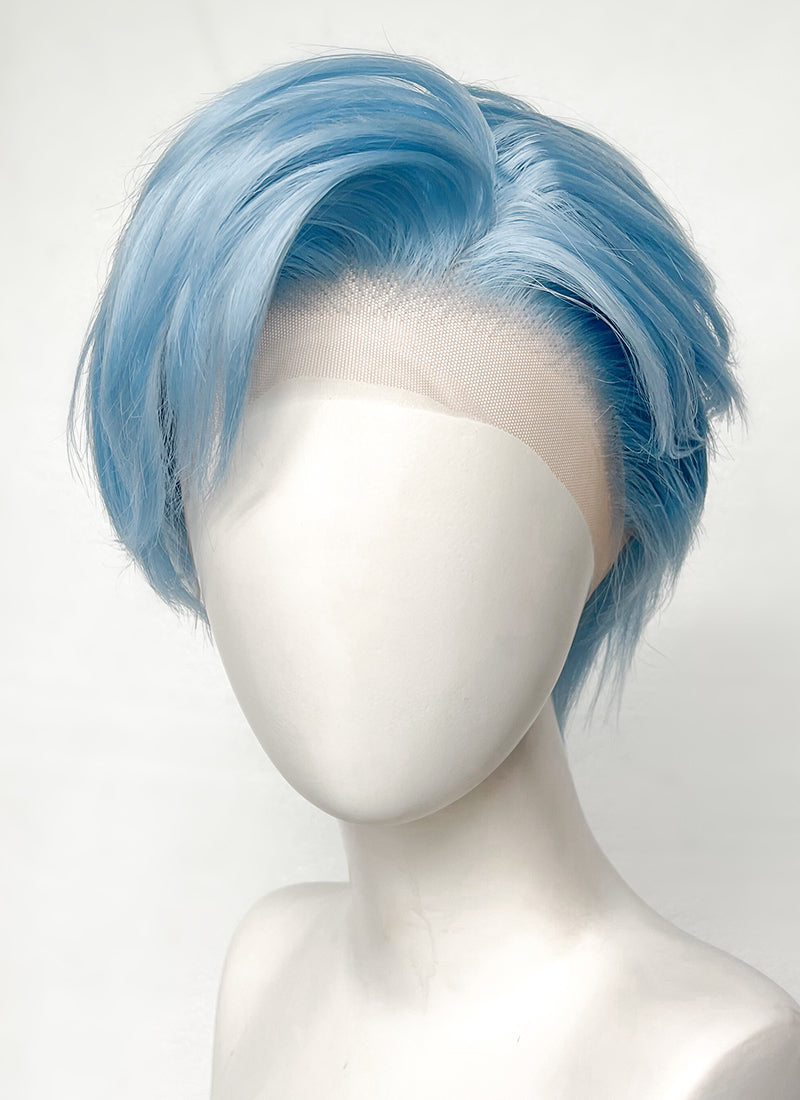 Pastel Blue Straight Lace Front Synthetic Men s Wig LF6021