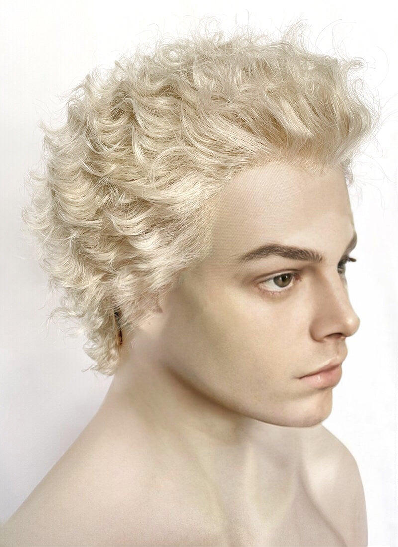 Good Omens Aziraphale Ash Blonde Curly Lace Front Synthetic Men s Wig LF6041