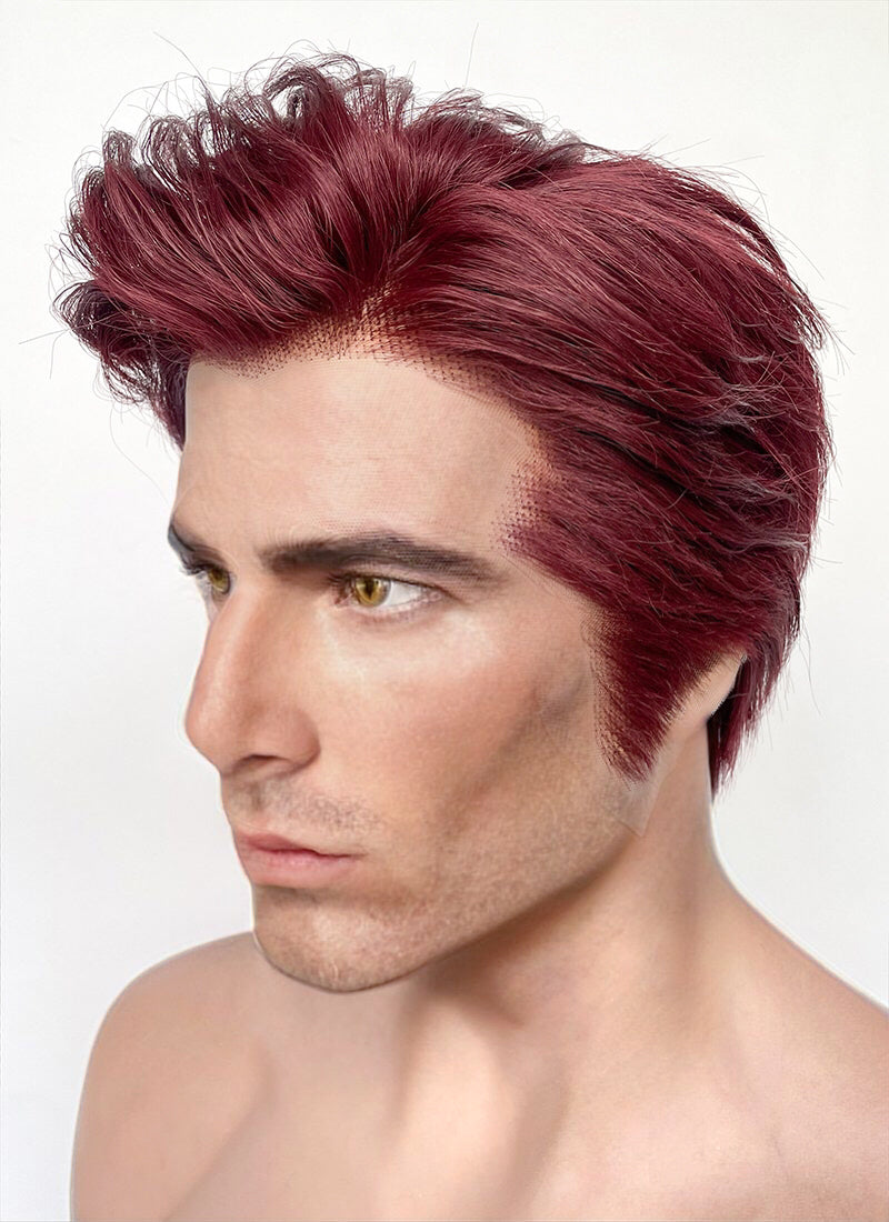 Good Omens Crowley Burgundy Red Straight Lace Front Synthetic Men s Wig LF6045