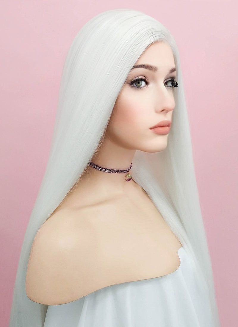 Straight Yaki White Lace Front Synthetic Wig LF701B Wig Is Fashion