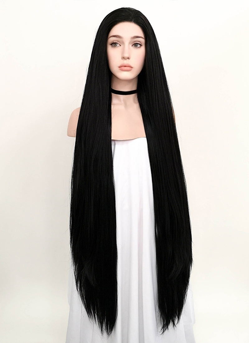 Straight Yaki Jet Black Lace Front Synthetic Wig LF701R Wig Is Fashion