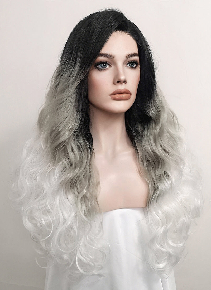 Black Grey White Ombre Lace Front Wig WigIsFashion Wig Is Fashion