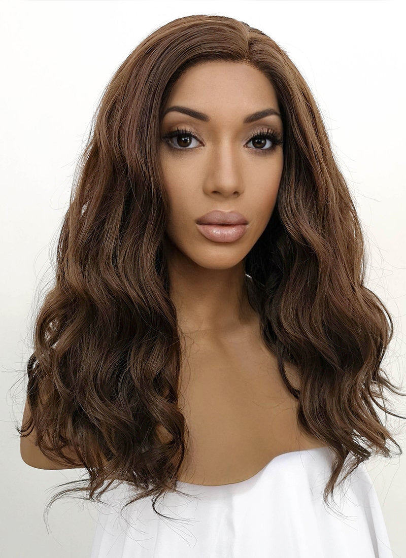 Dark Brown Wavy Lace Front Synthetic Wig LFB1265 Wig Is Fashion