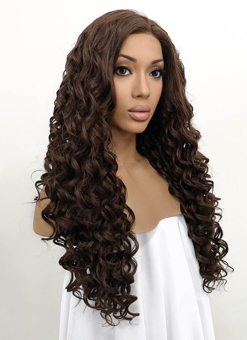 Brunette Spiral Curly Lace Front Synthetic Wig LFB169 Wig Is Fashion