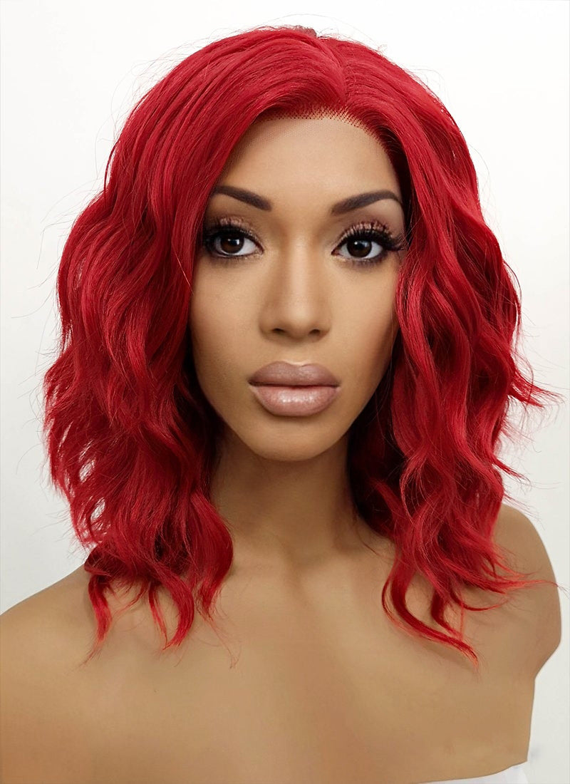 Red Wavy Lace Front Synthetic Wig LFB408 Wig Is Fashion