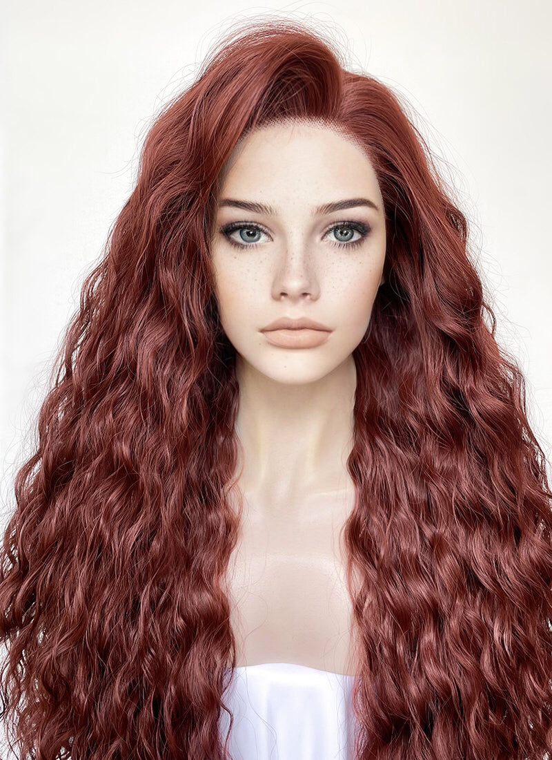 Reddish Brown Curly Lace Front Synthetic Wig LN6027 WigIsFashion