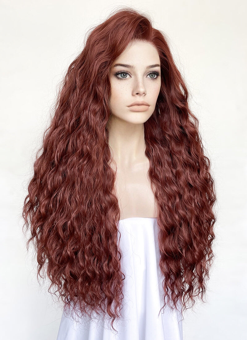 Reddish Brown Curly Lace Front Synthetic Wig LN6027 WigIsFashion