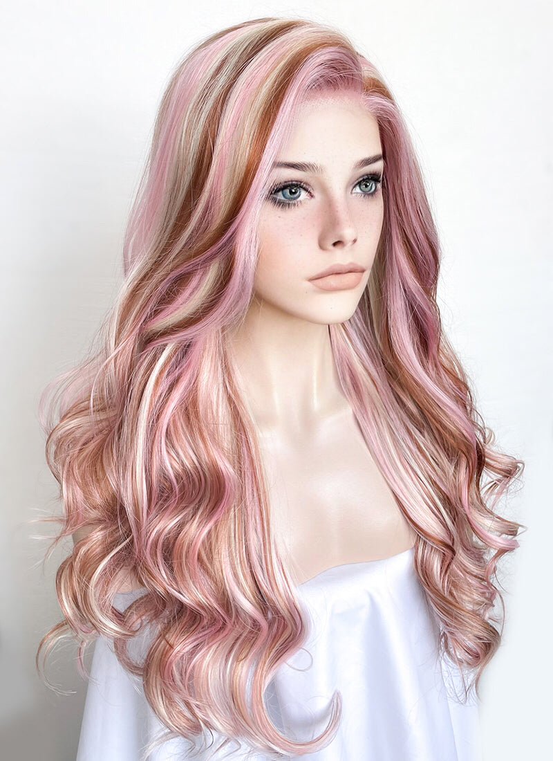 Pink Blonde Brown Mixed Lace Front Wig WigIsFashion Wig Is Fashion