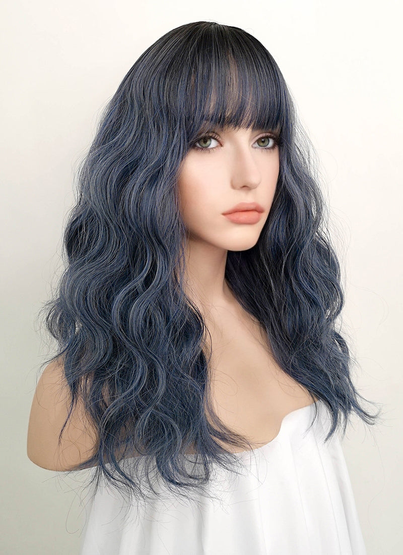 Dark Blue With Dark Roots Synthetic Wig NS054 | WigIsFashion – Wig 
