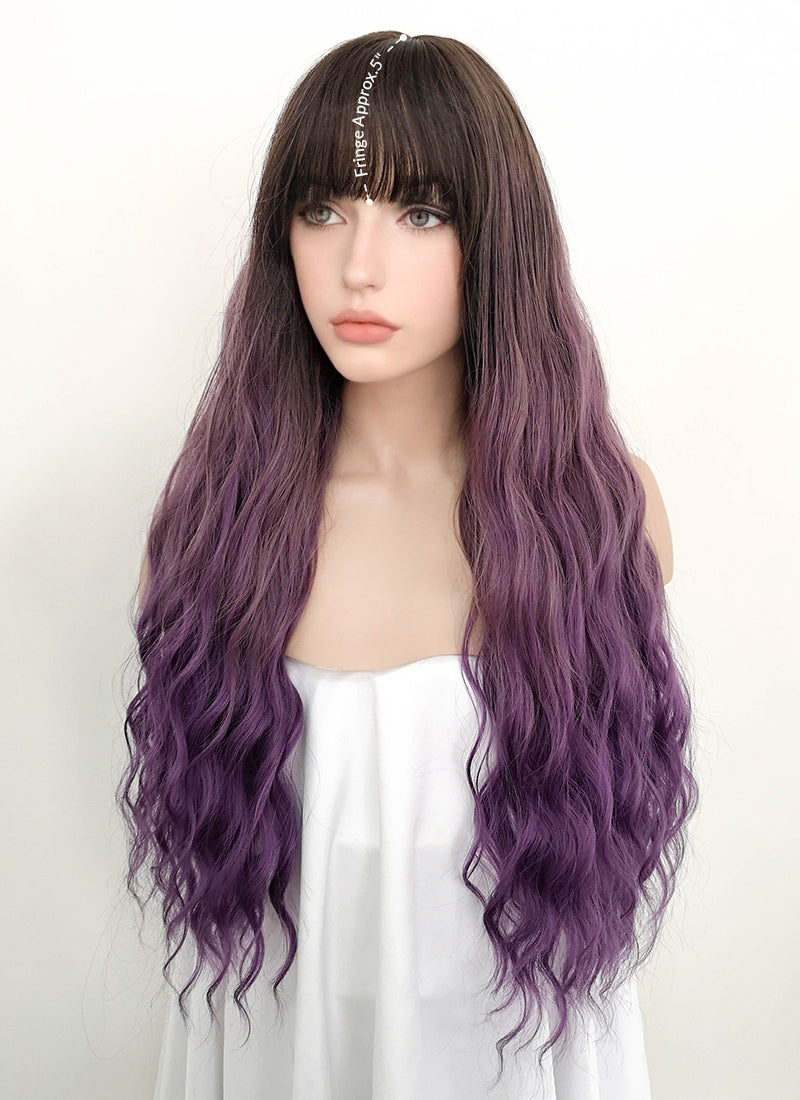 Two Tone Purple With Dark Roots Synthetic Wig WigIsFashion Wig