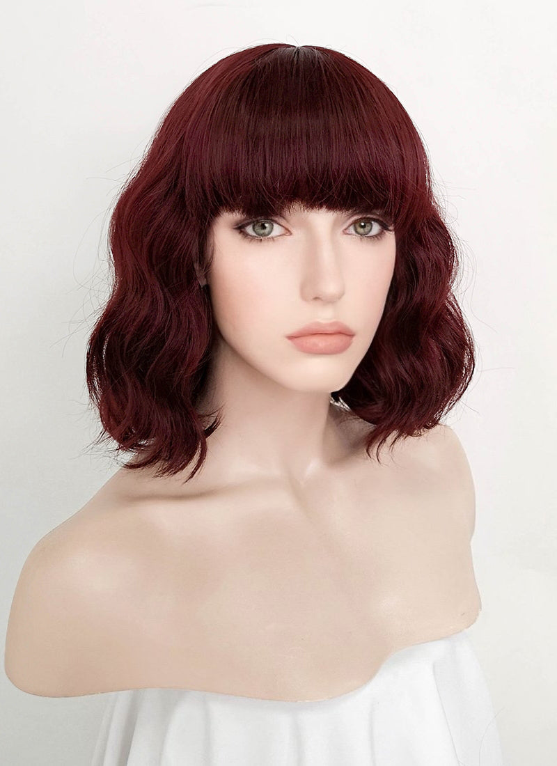 Burgundy Red Wavy Bob Synthetic Wig NS111 WigIsFashion Wig Is