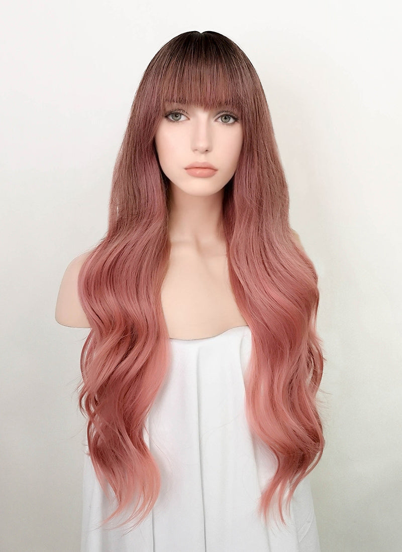 Dark Root Dusty Pink Ombre Wavy Wig | 2024 Gift For Her | Rosie