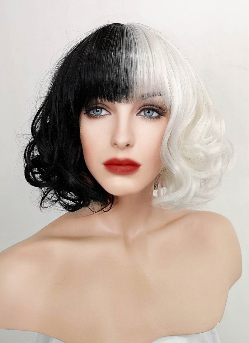 Black and deals white bob wig