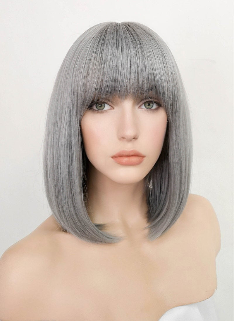 Grey wig hotsell with bangs