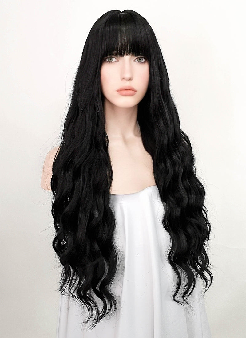 Black wig shop long with bangs