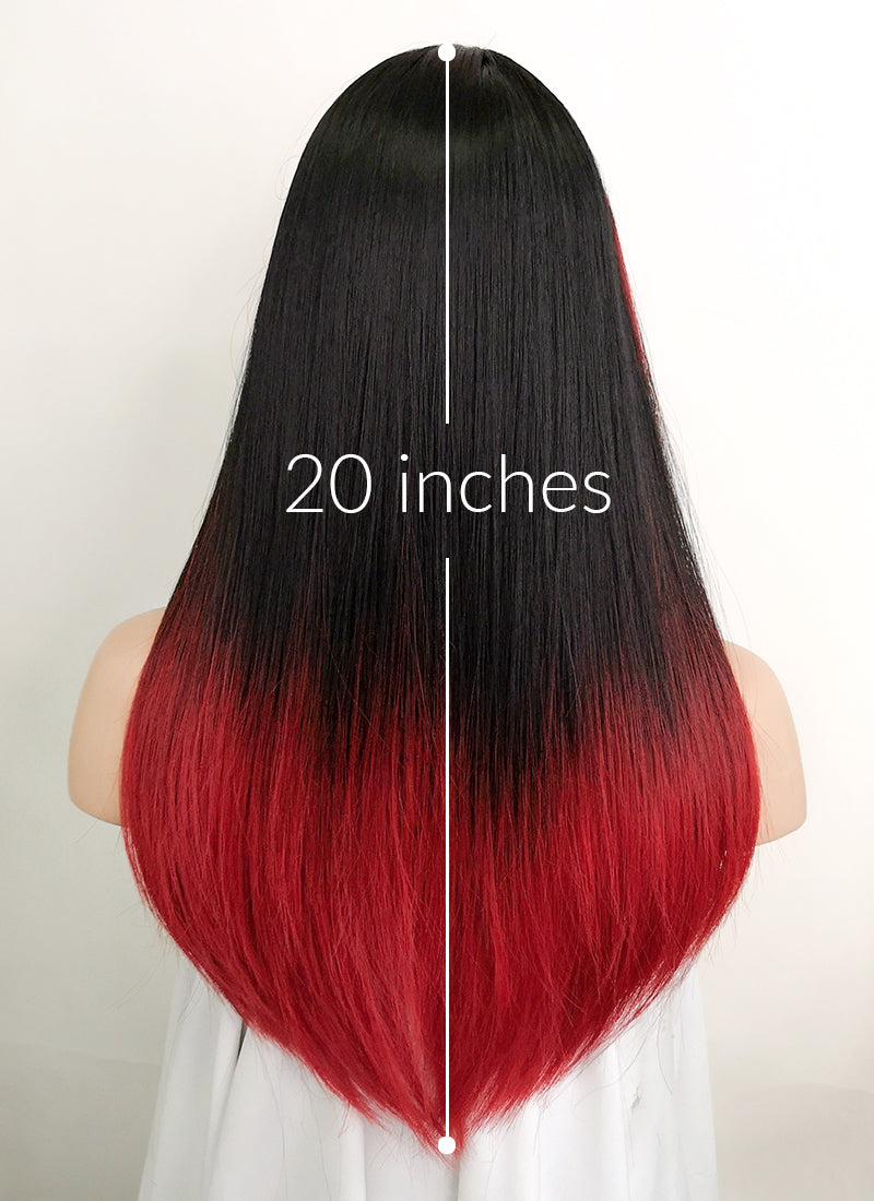 Black red 2025 ombre straight hair