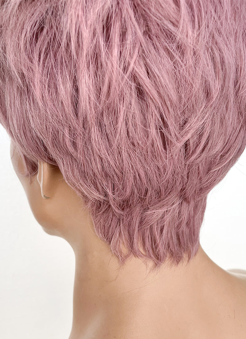 Ash Pink With Dark Roots Straight Pixie Synthetic Men s Hair Wig NS427