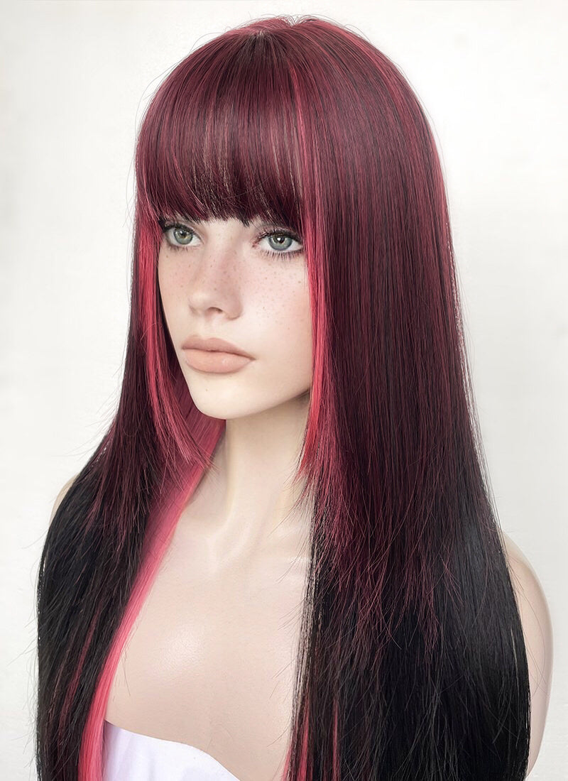 Red Pink Black Mixed Synthetic Hair Wig WigIsFashion Wig Is