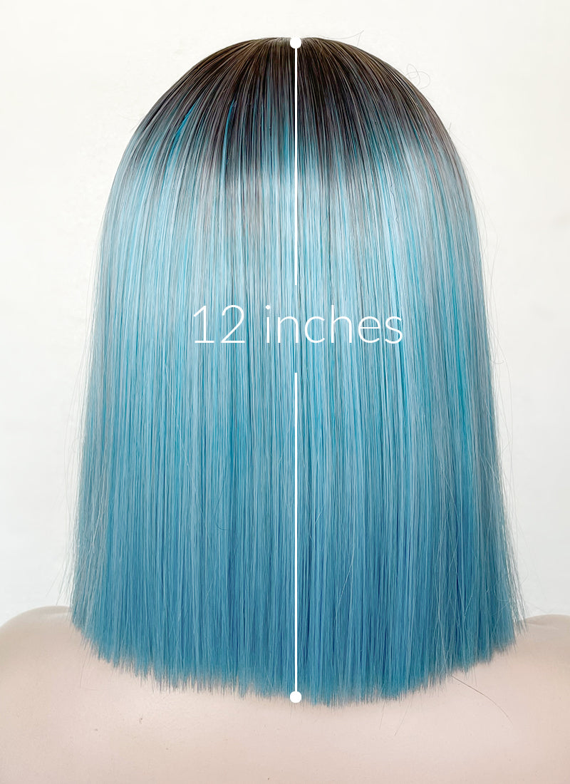 Blue wig with dark cheap roots