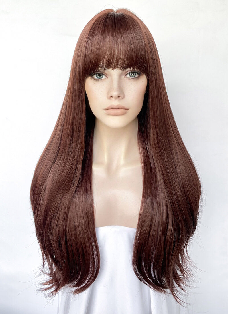 Reddish Brown Straight Synthetic Hair Wig WigIsFashion Wig Is