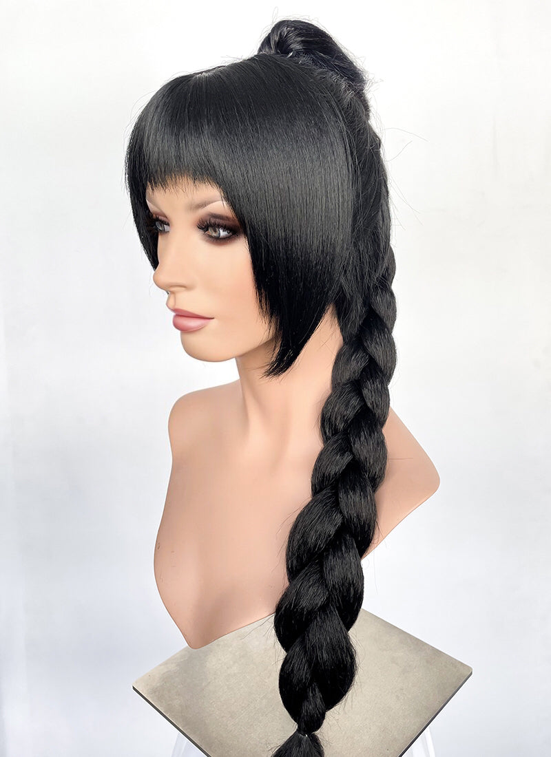 Baldur s Gate 3 Shadowheart Black Straight Synthetic Hair Wig With Ponytail Extension TB1662