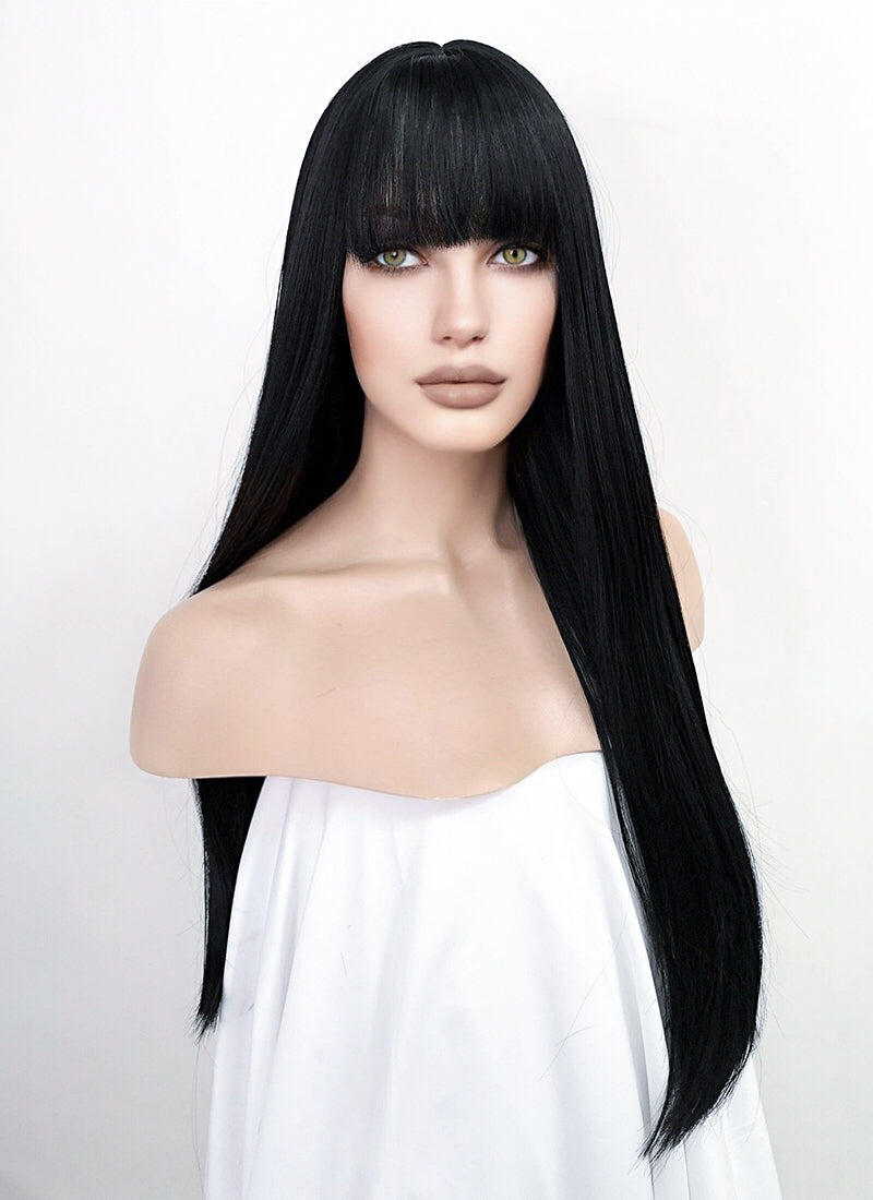 Jet Black Synthetic Wig WigIsFashion Wig Is Fashion