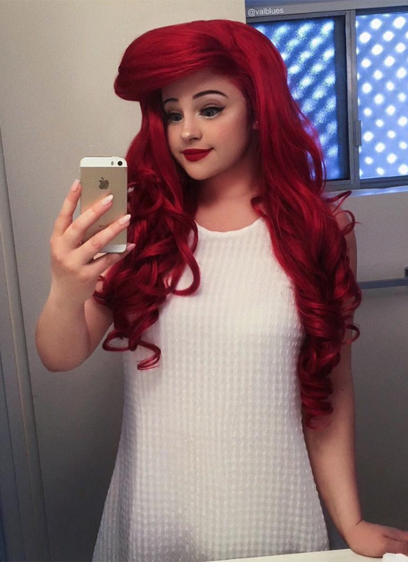 Wavy Red Lace Front Synthetic Wig LF085